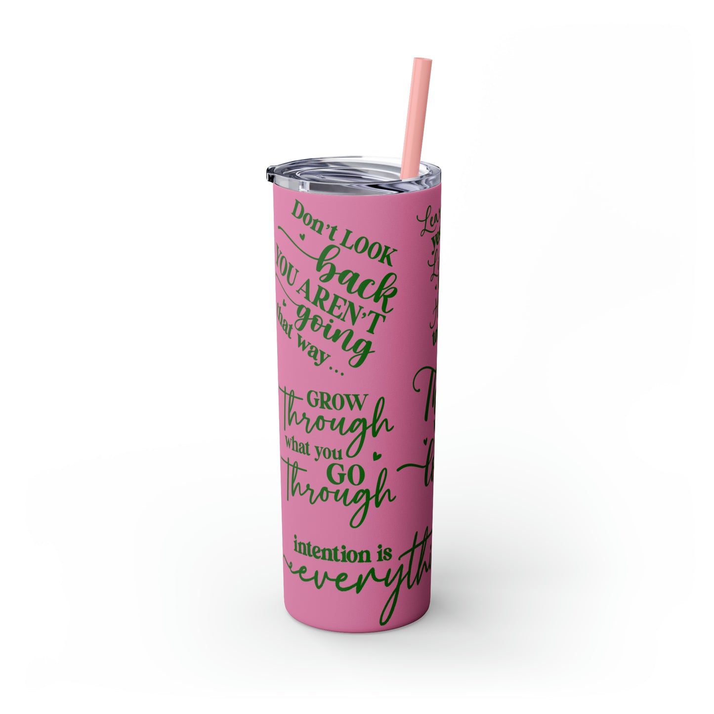 OOI- Pink Skinny Tumbler with Straw, 20oz