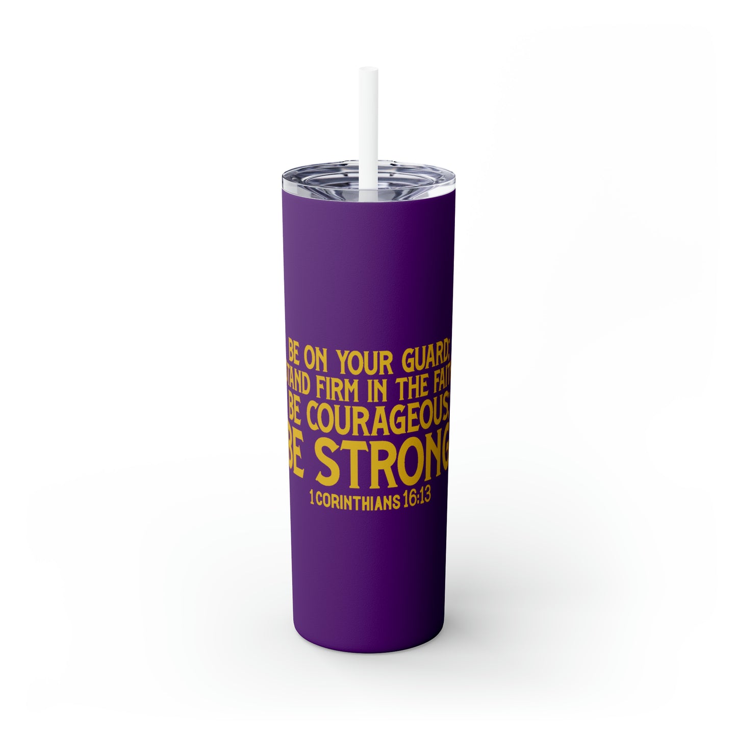 OOI-Skinny Tumbler with Straw, 20oz Purple& Gold