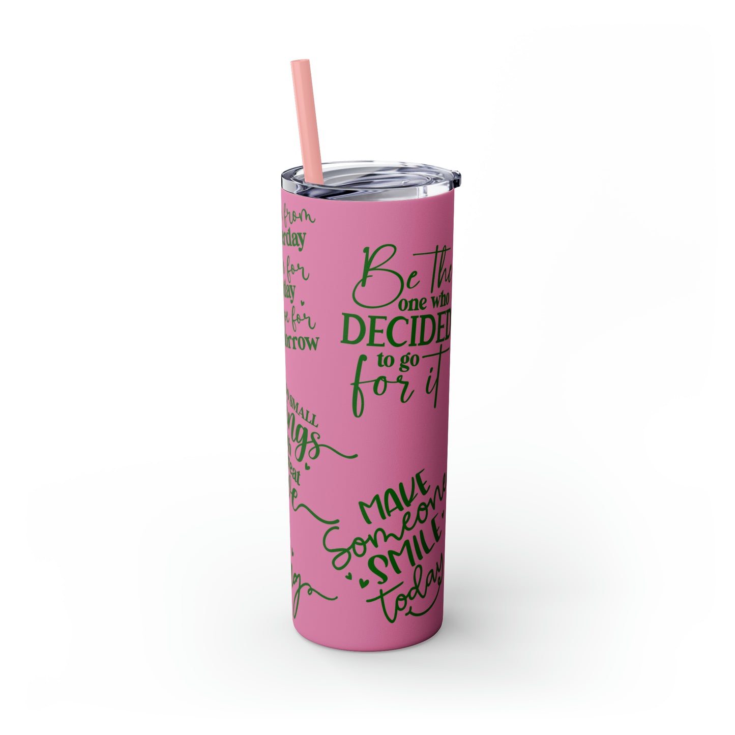 OOI- Pink Skinny Tumbler with Straw, 20oz