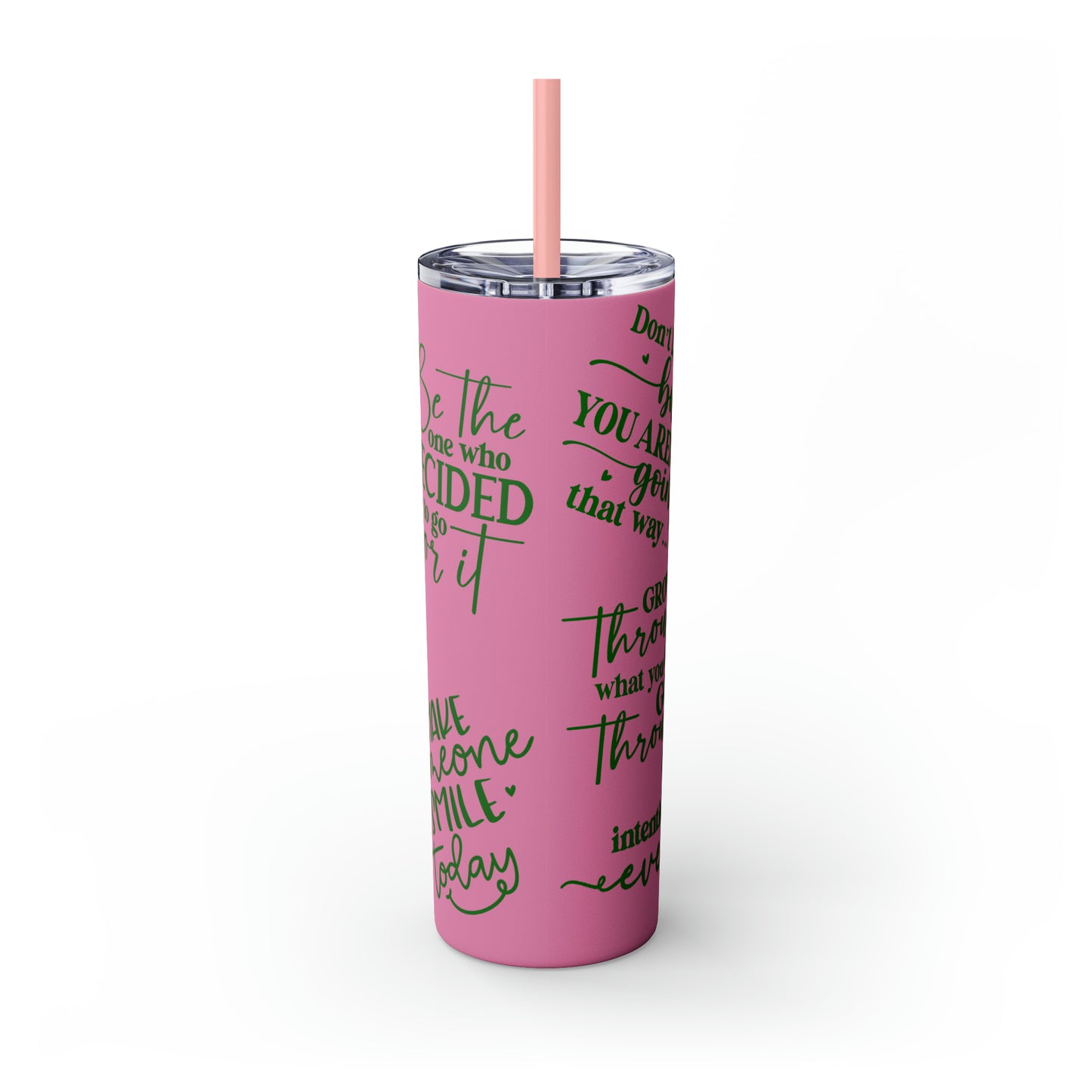 OOI- Pink Skinny Tumbler with Straw, 20oz