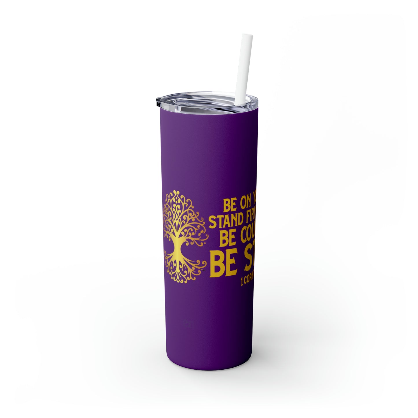 OOI-Skinny Tumbler with Straw, 20oz Purple& Gold