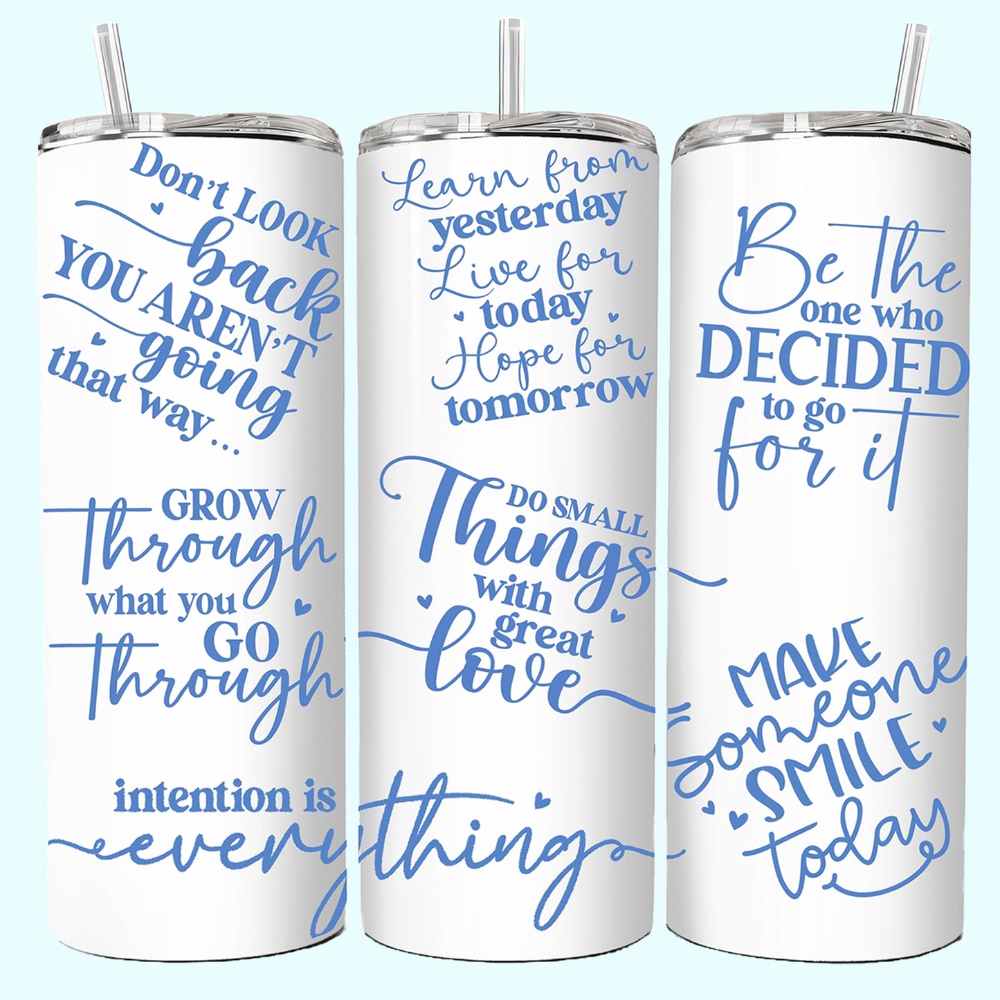 OOI - Skinny Tumbler with Straw, 20oz Affirmations