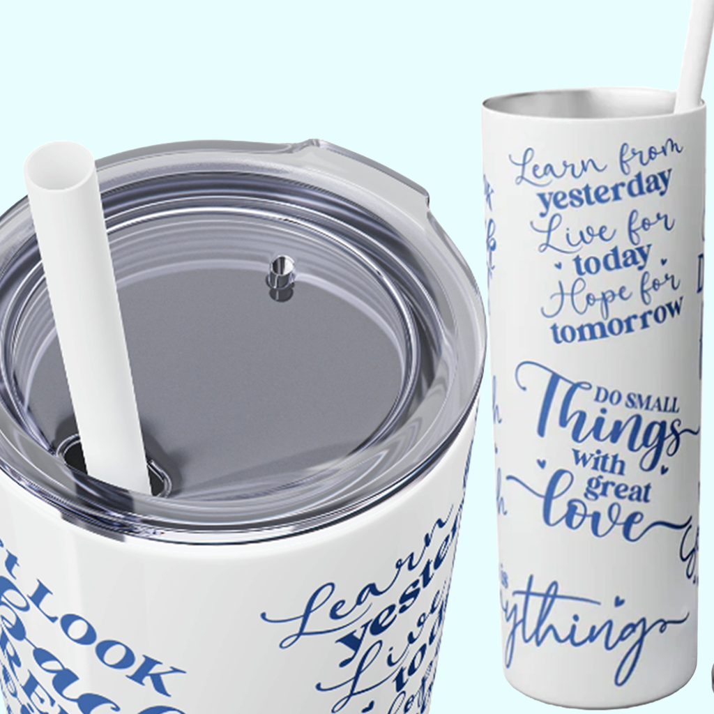 OOI - Skinny Tumbler with Straw, 20oz Affirmations