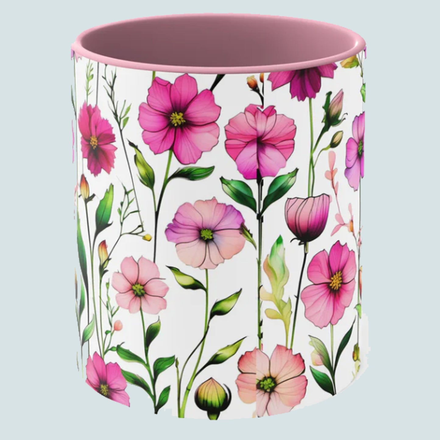 OOI- Pink Green Mug 11oz Floral