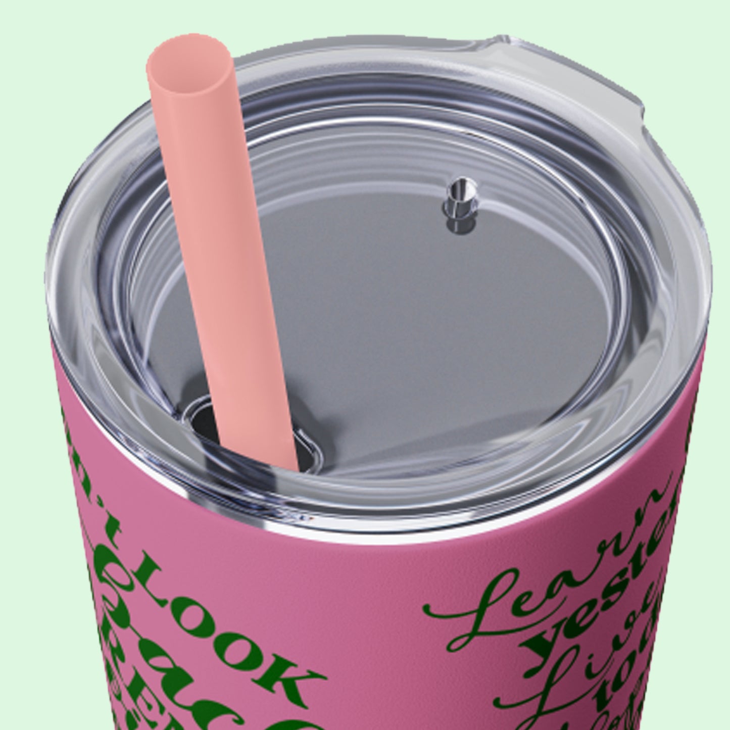 OOI- Pink Skinny Tumbler with Straw, 20oz