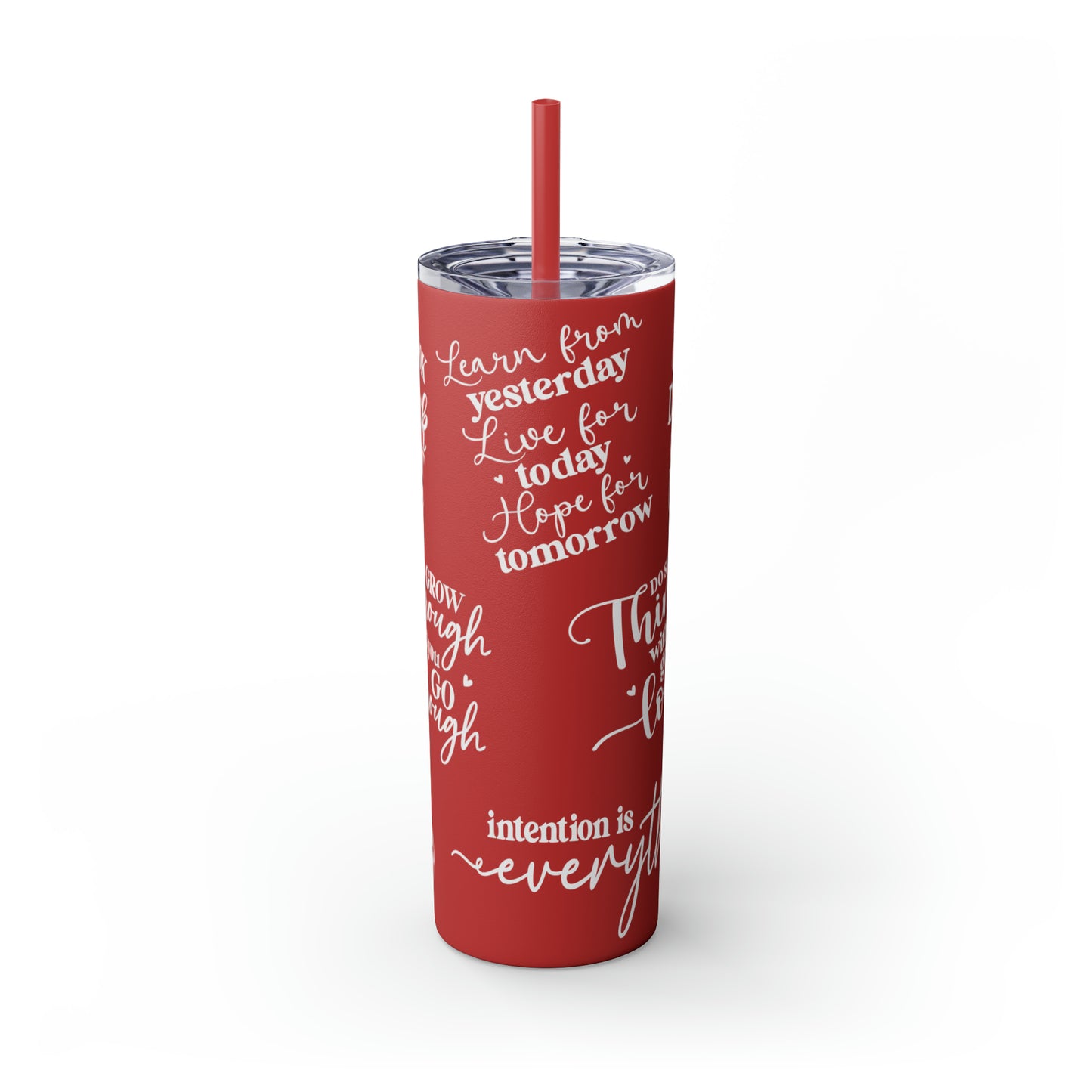 OOI-Skinny Tumbler with Straw, 20oz-Red-Blue