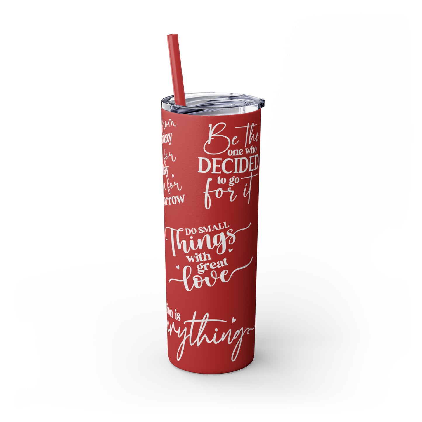 OOI-Skinny Tumbler with Straw, 20oz-Red-Blue