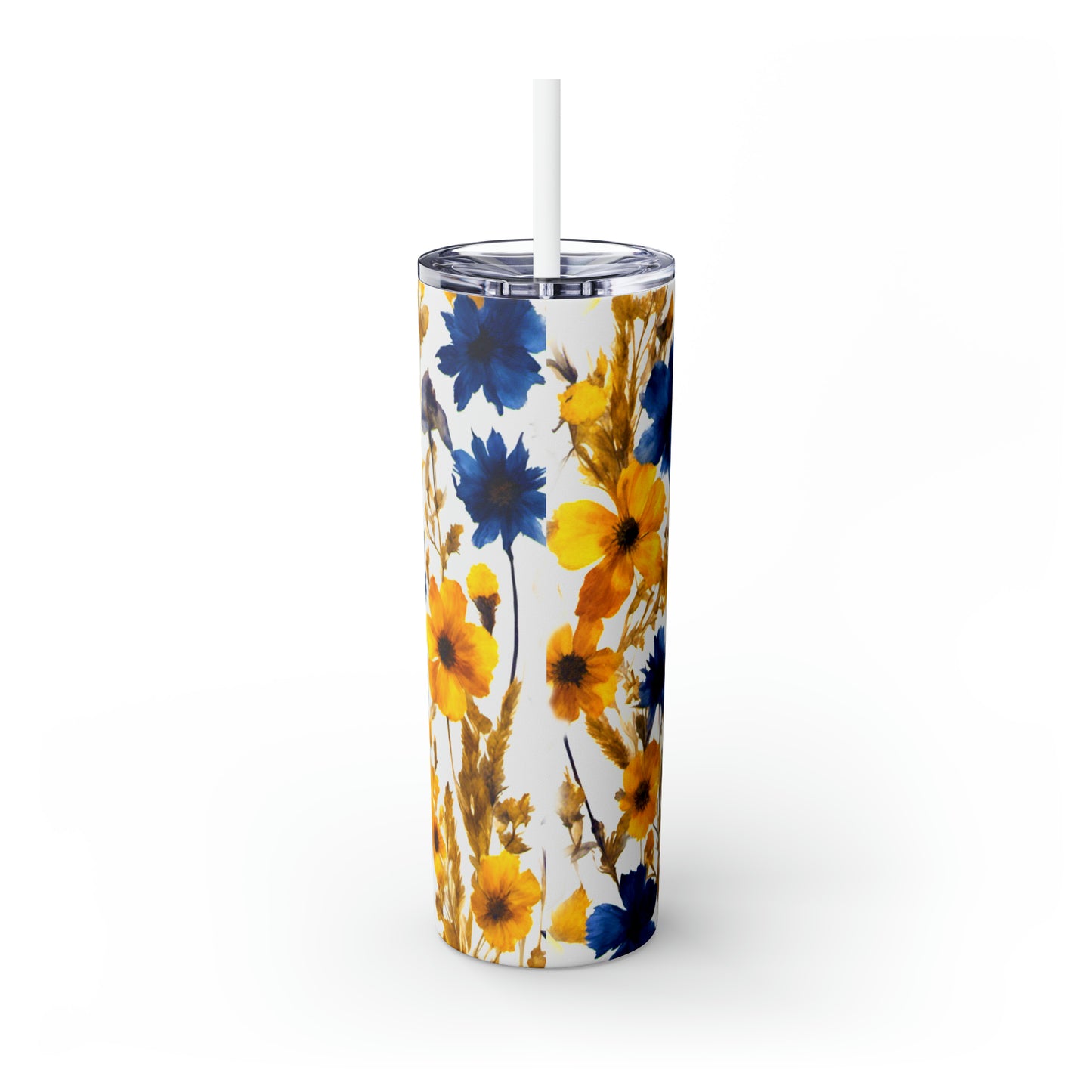 OOI-Skinny Tumbler with Straw, 20ozBlue-Gold