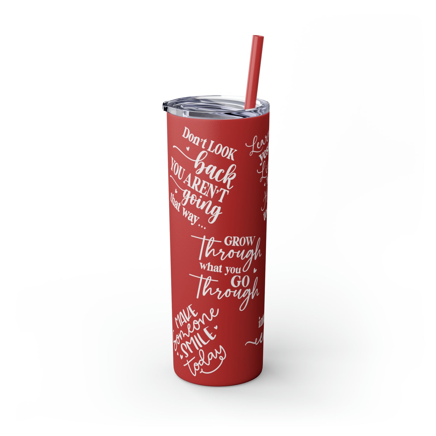 OOI-Skinny Tumbler with Straw, 20oz-Red-Blue