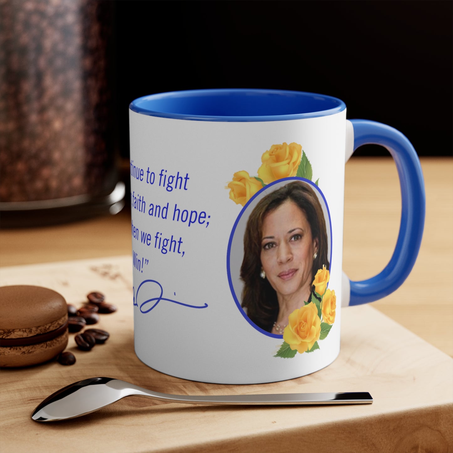 Mug- Kamala Harris Inspirational Quote with Signature- Blue White Color- Sigma Gamma Rho Divine 9