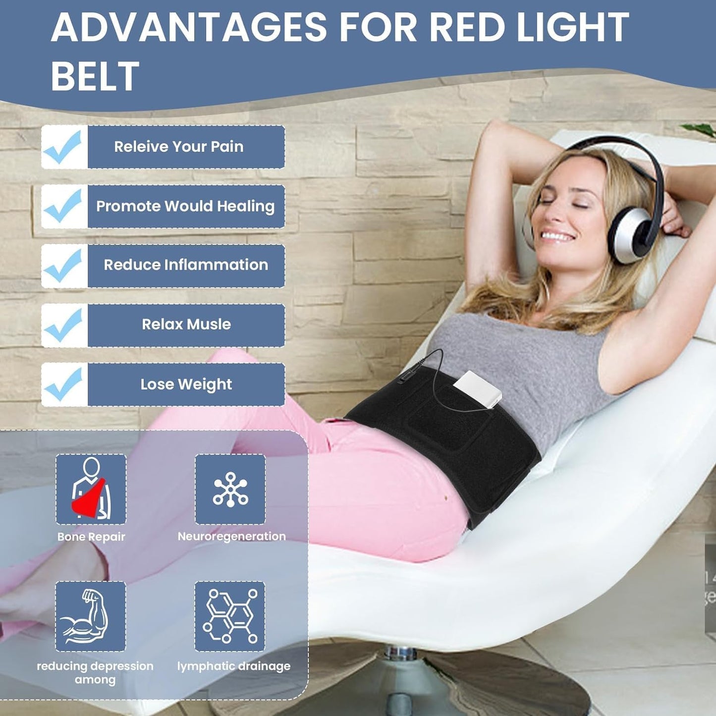 Red Light Therapy Belt - Near Infrared Light Therapy & Red Light Therapy for Body,660nm&850nm Infrared Light Therapy for Relaxing Muscle, Inflammation, Improve Circulation - Infrared Therapy