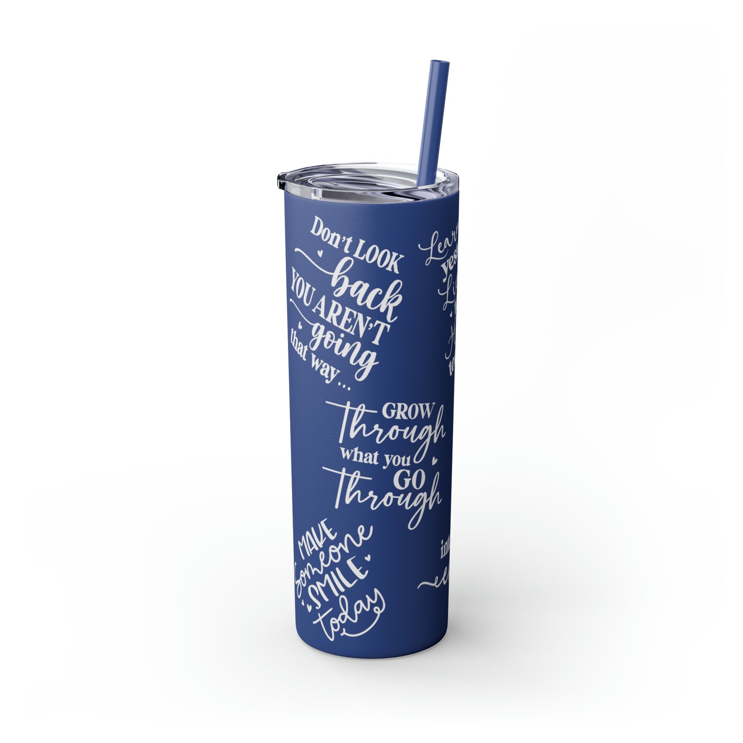 OOI-Skinny Tumbler with Straw, 20oz-Red-Blue