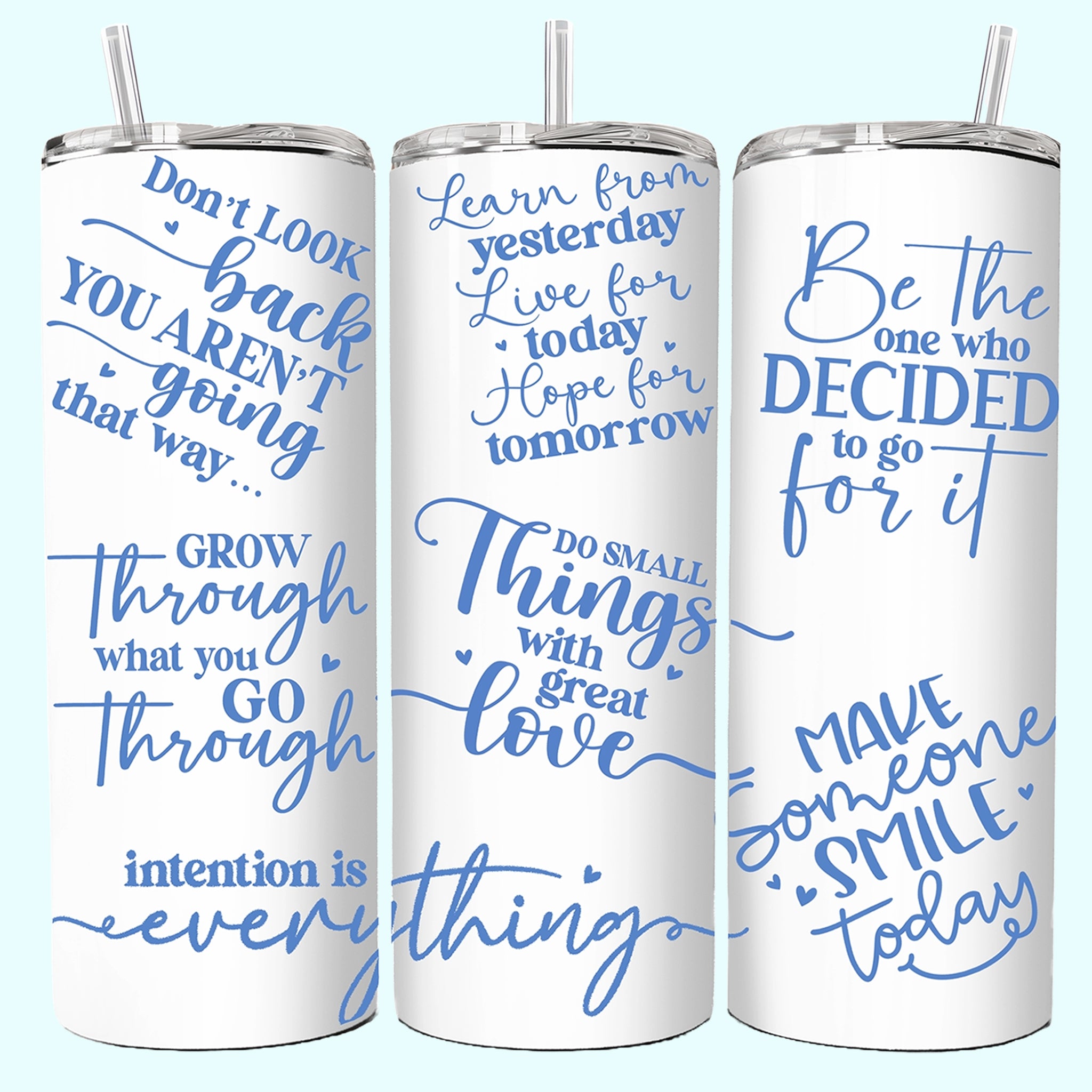 OOI -  Skinny Tumbler with Straw, 20oz Affirmations